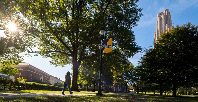 Person walking on campus